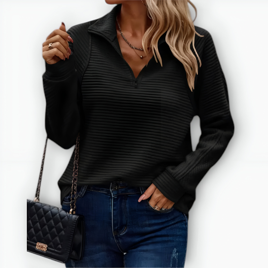 Selvieraine | Elegantný pulóver s polovičným zipsom