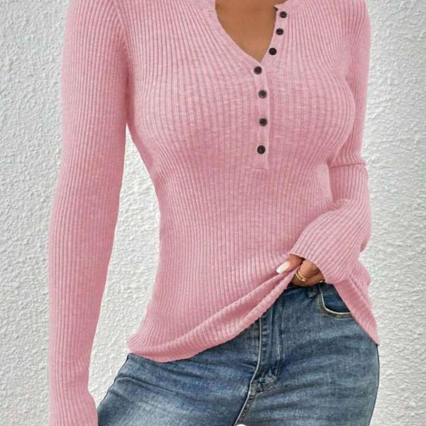 SHASHA™ - Elegantný Chic Slim Fit Dlhý Rukáv Okrúhly Výstrih Topy