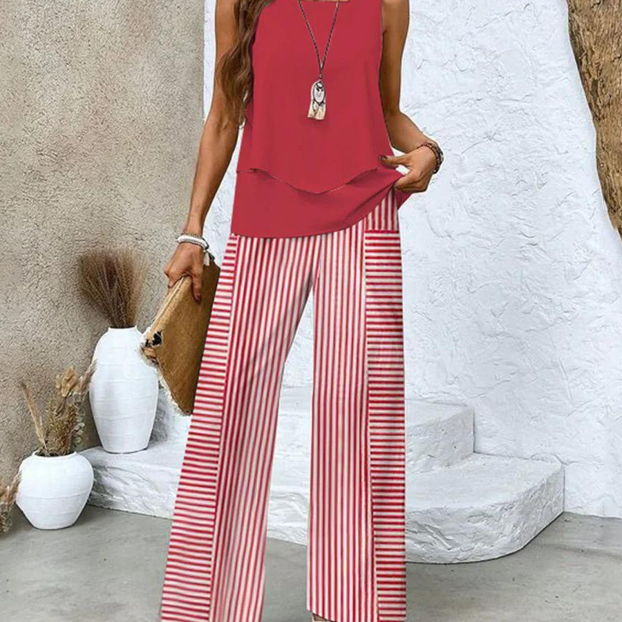Juliette™ Elegantný Dvojdielny Set | Prúdiaca Blúzka a Nohavice s Širokými Nohavicami