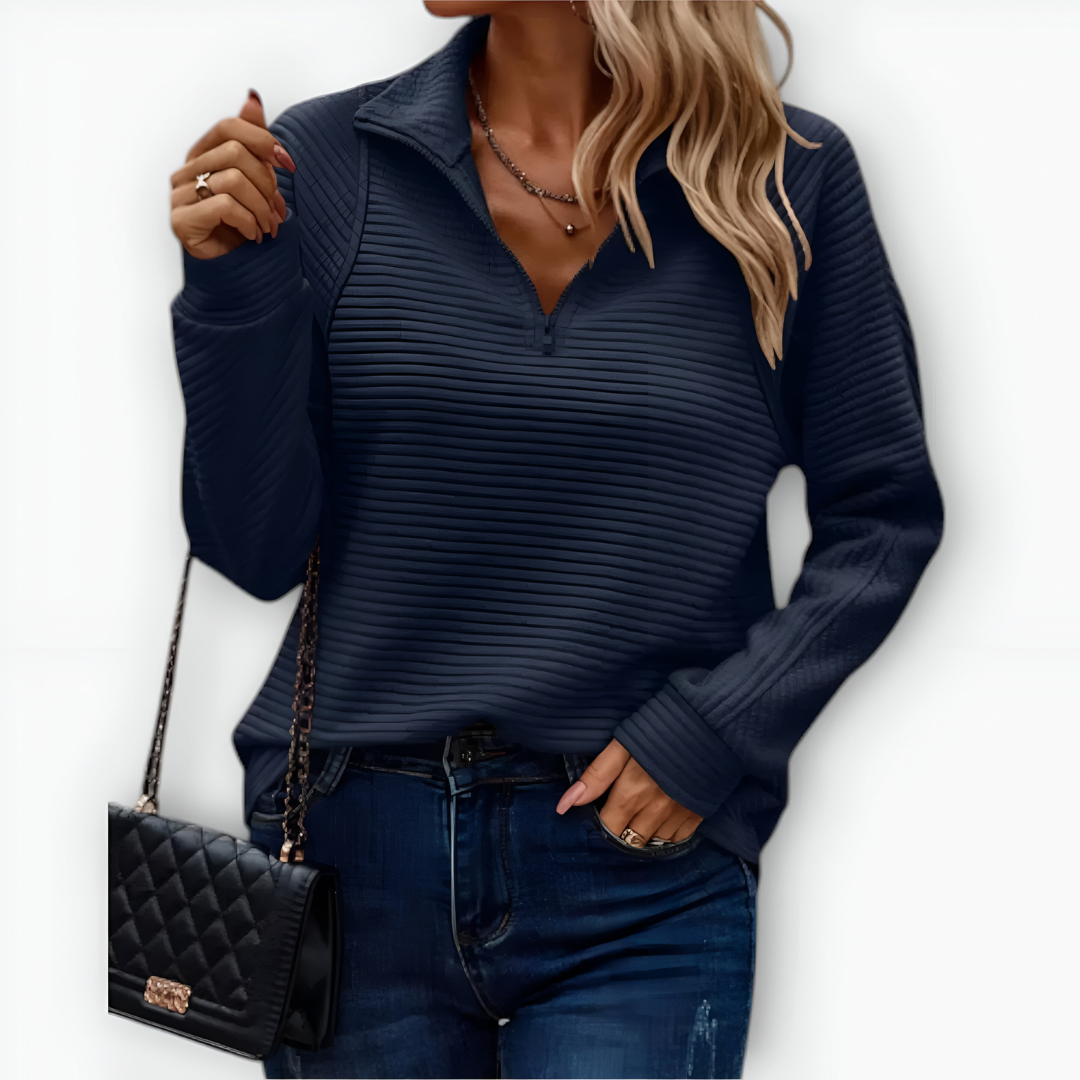 Selvieraine | Elegantný pulóver s polovičným zipsom
