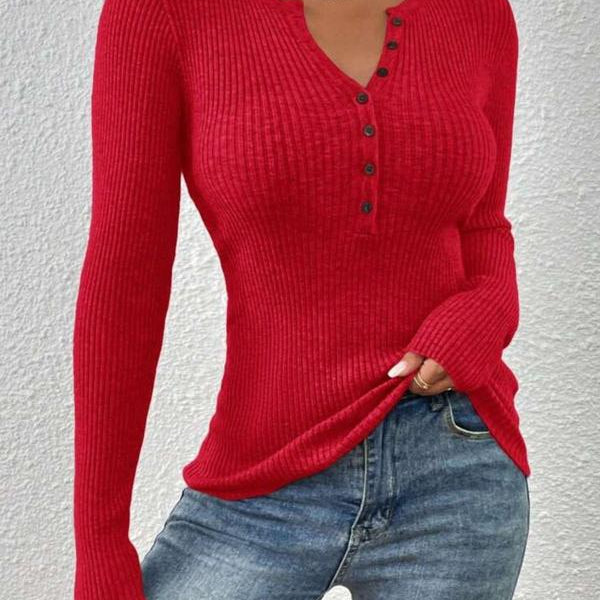 SHASHA™ - Elegantný Chic Slim Fit Dlhý Rukáv Okrúhly Výstrih Topy