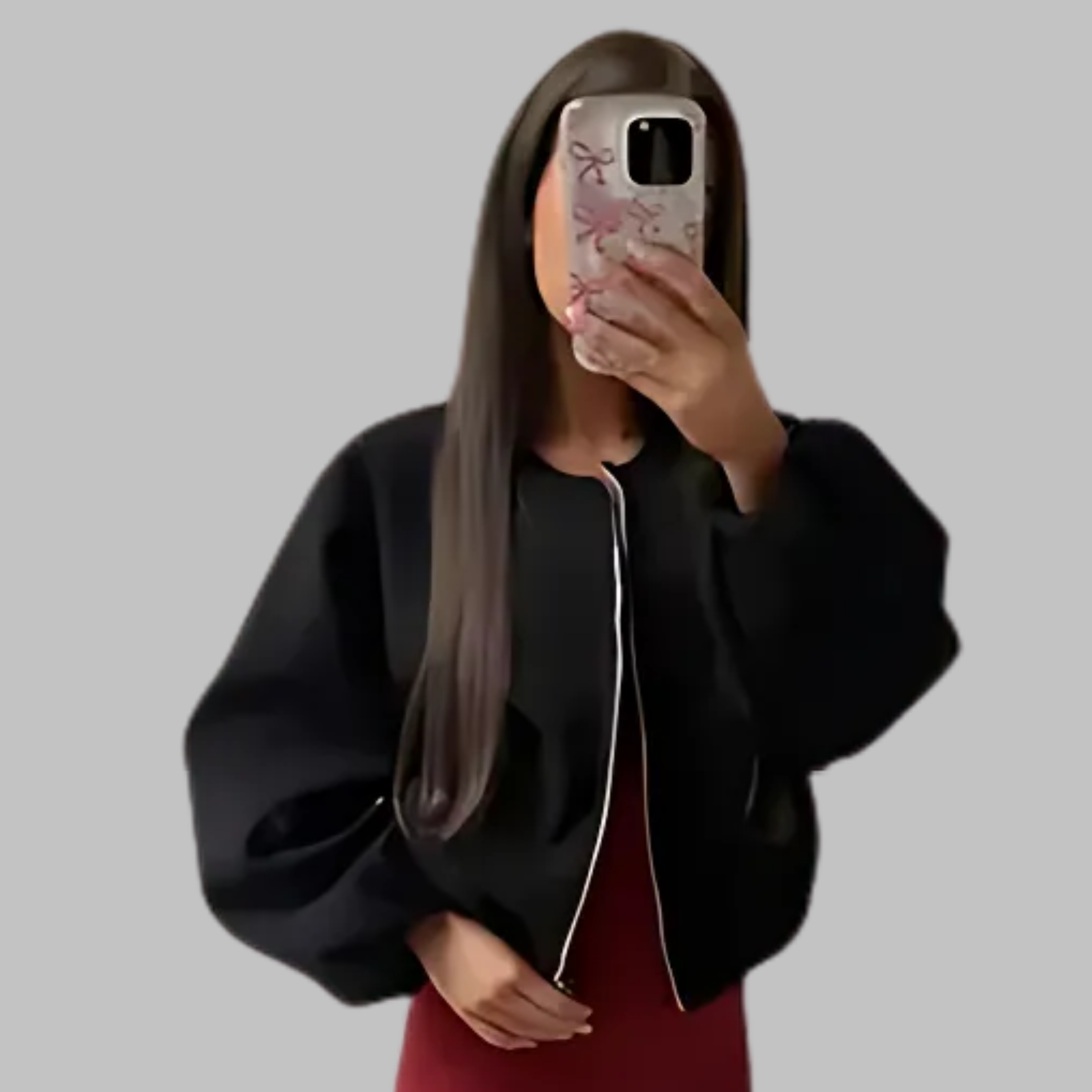 DHANE™ - Šik dlhý rukáv zips crop top bunda