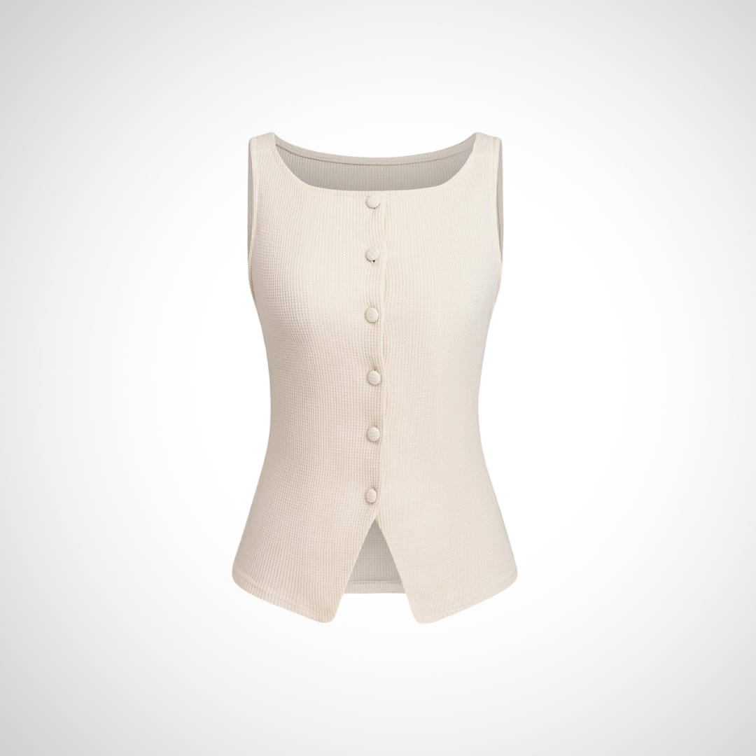 QUANDA™ - Elegantná bezrukávová blúzka s gombíkovým zapínaním