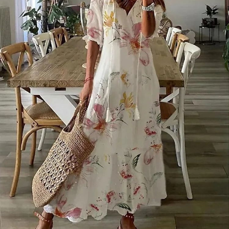 Élodie™ — Elegantná maxi kvetinová sametová šaty