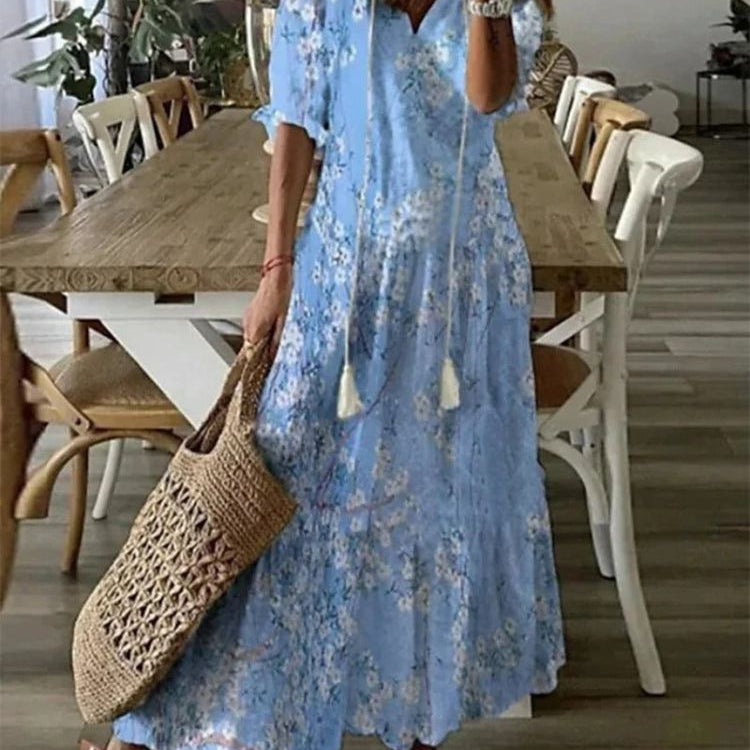 Élodie™ — Elegantná maxi kvetinová sametová šaty