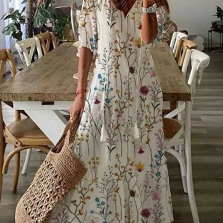 Élodie™ — Elegantná maxi kvetinová sametová šaty