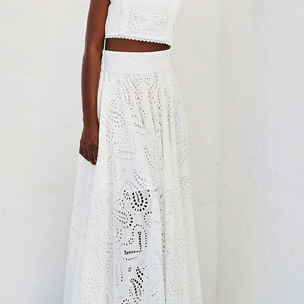 Larissa™ Vyšívaný top a maxi sukňa s vysokým pásom | Elegantný dvojdielny outfit