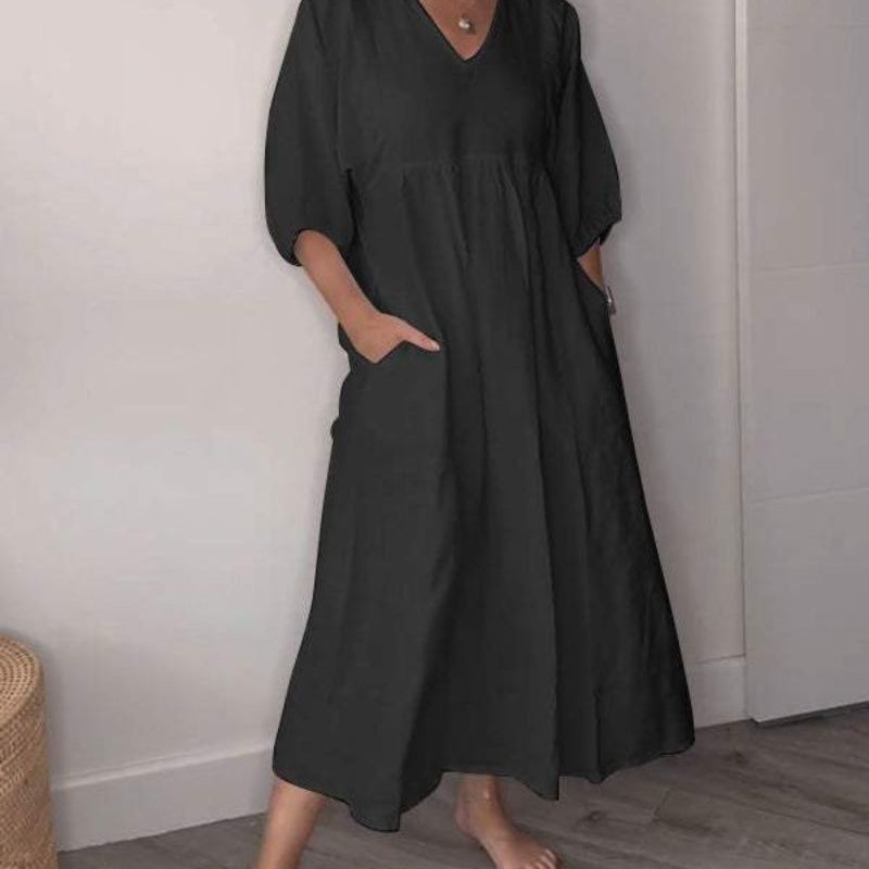 Corvalyn | Elegantný maxi šaty s V-výstrihom