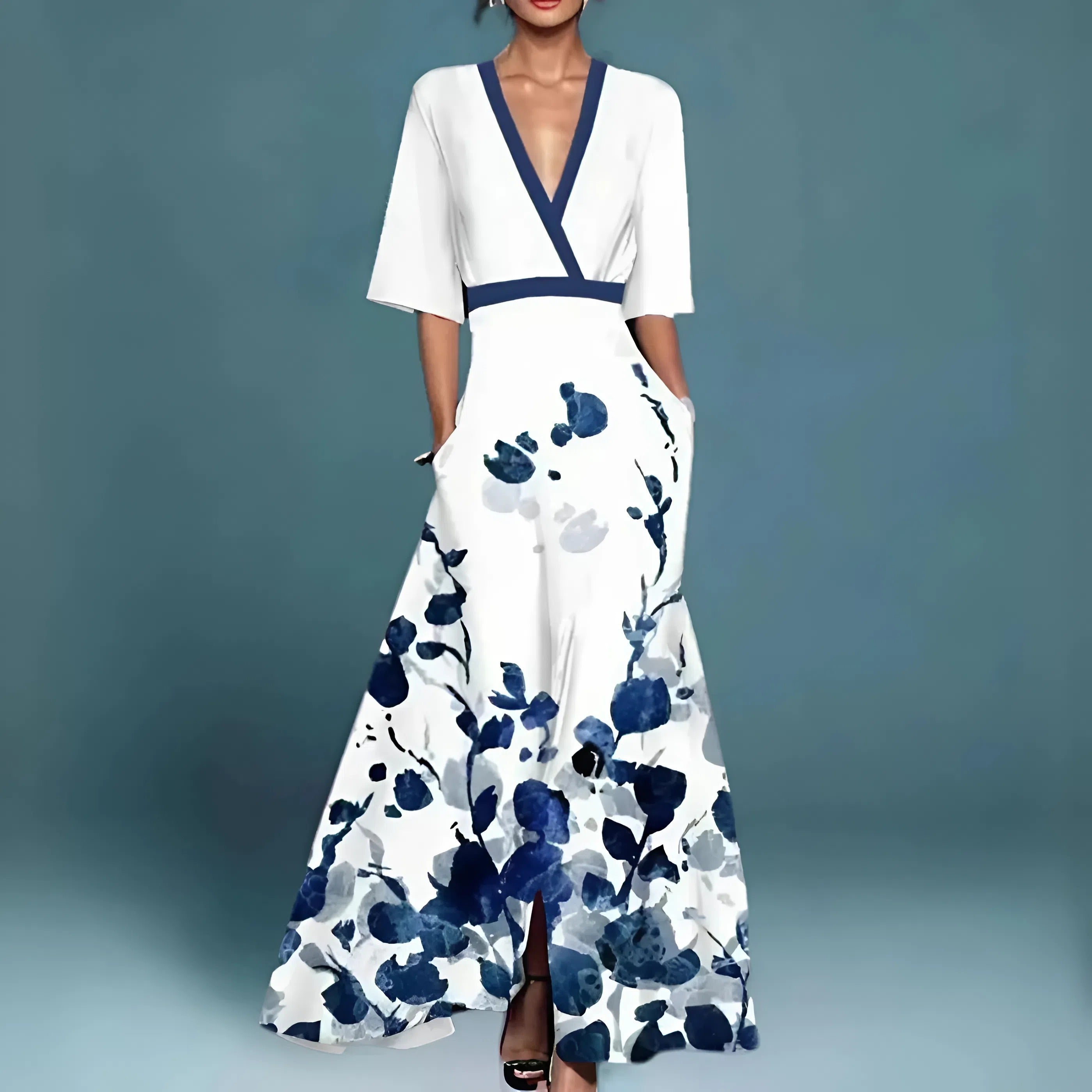 Alessandra™ — Elegantná voľná šaty s výstrihom do V